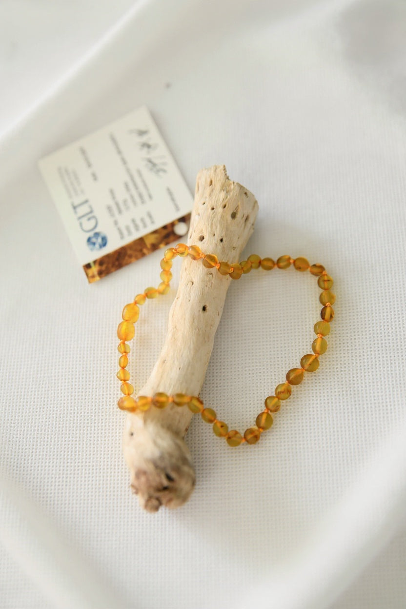 Bal Rengi Kehribar Bebek Kolyesi-Küre Kesim